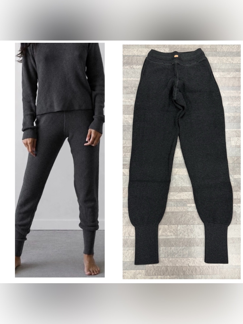 (LU-10) New LUNYA Cozy Therma Knit Pima Alpaca Jogger In Charcoal
